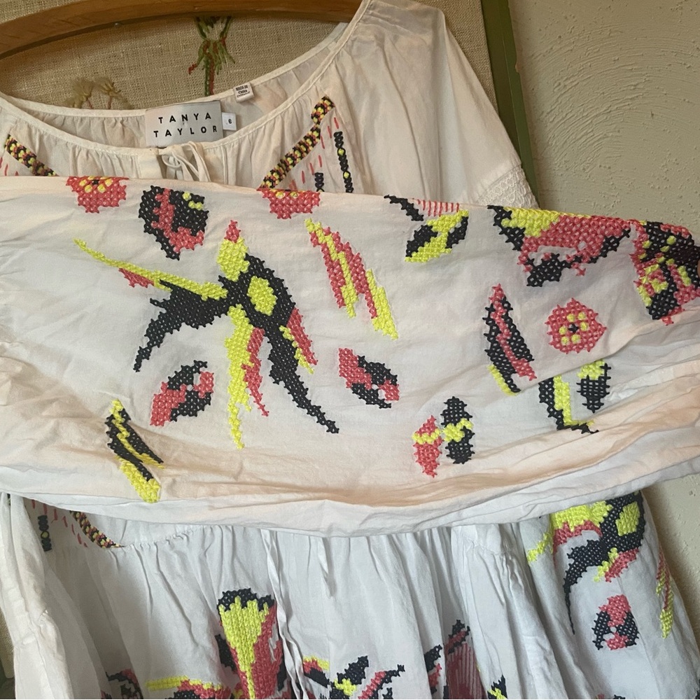 Tanya Taylor White Embroidered Boho Top - Picture 5 of 8